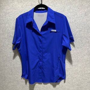 Columbia Women’s Electric Blue Short Sleeve Snap-Down Shirt
